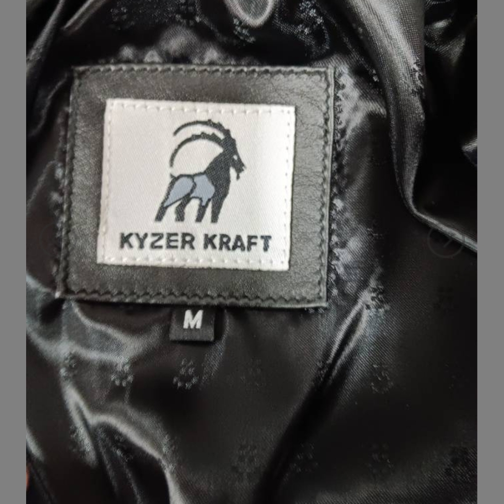 Kyzer Kraft Black Bomber Leather Jacket Medium
